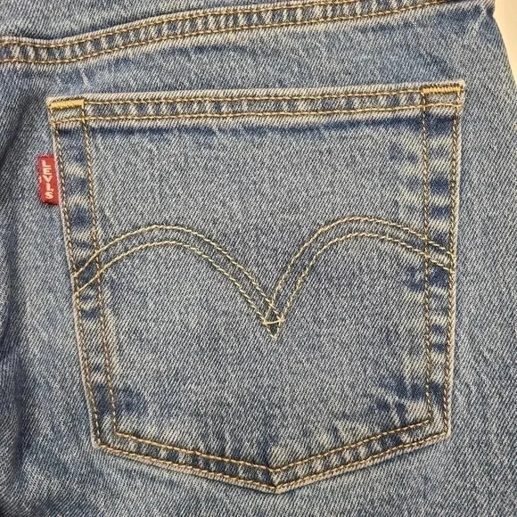 Levi's 501 S Skinny Straight Leg Jeans Blue Denim Button Fly Front 27 - Picture 12 of 16